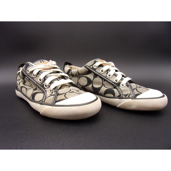 Coach Shoes Womens 5B Barrett Sneakers Black Logo Design F0007/J10 - Picture 3 of 11